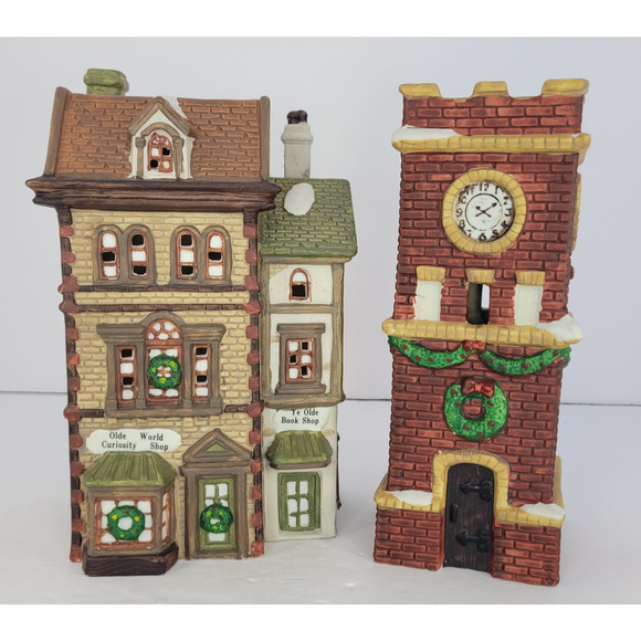 Dickens Collectables Porcelain CLOCK TOWER & CURIOSITY SHOP - NO LIGHTS - Picture 1 of 16